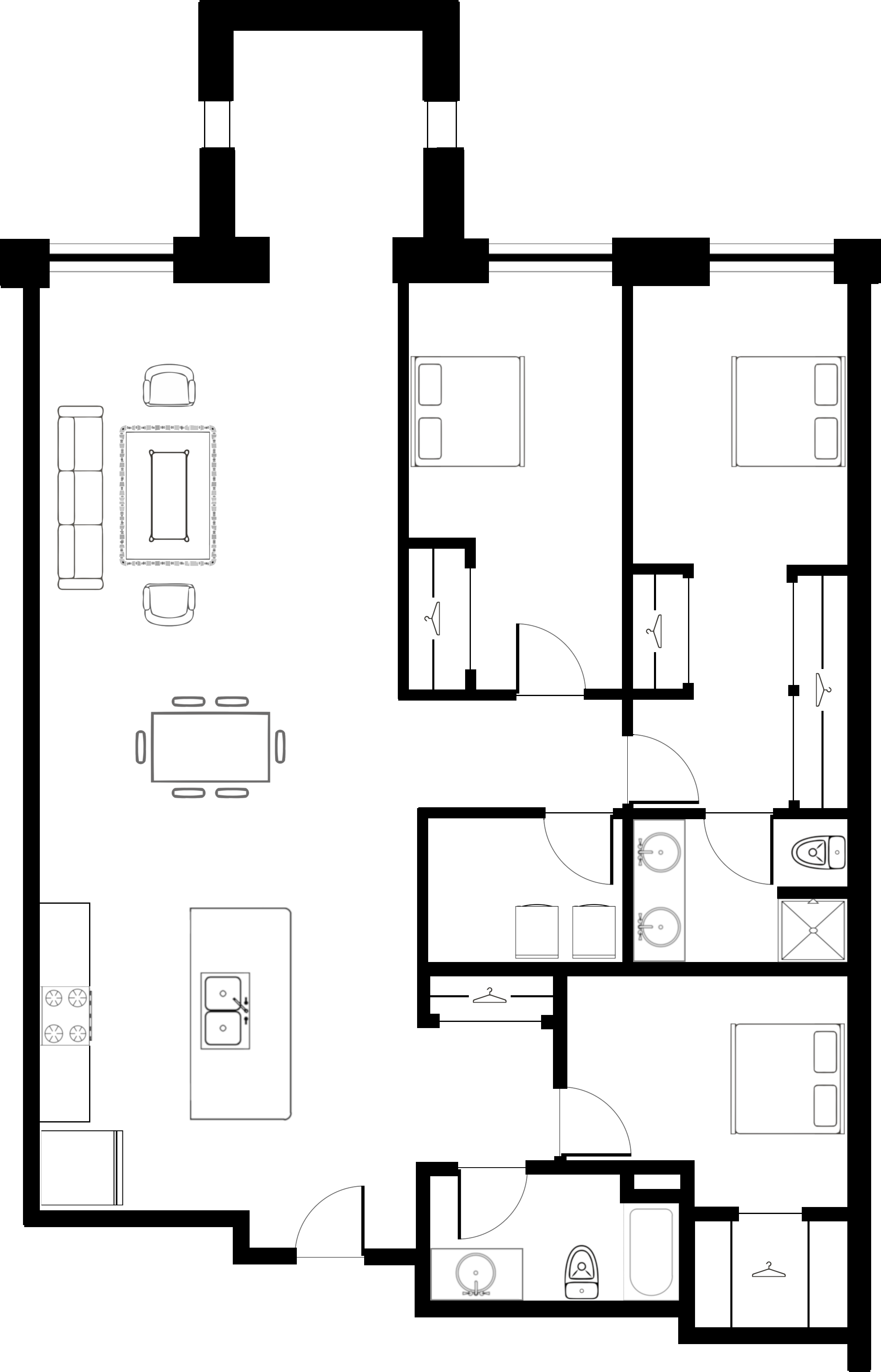 Floor plan for 3 beds, 2 baths, 1895 sqft